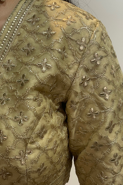 Red Gold Embroidered Kurta with Lehenga Set