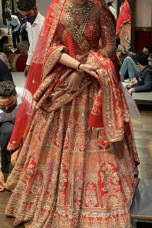 Marwar couture red bridal lehenga - Main Image
