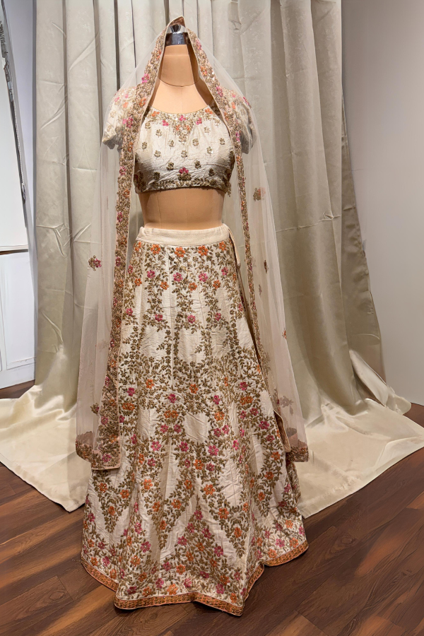 Beige Gota Embroided Lehenga Set