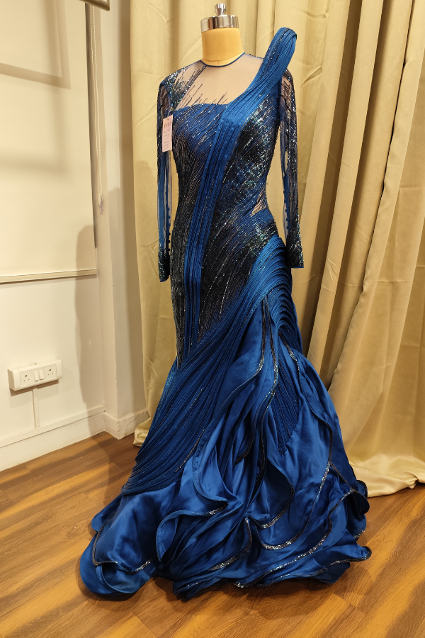 Gaurav gupta blue sculpted gown  Kuro