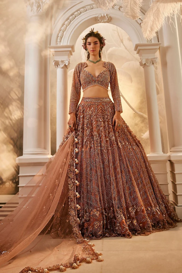 VINCENT TSANG シルクスクリーン Swish by Dolcy & Simran Rose Gold Embellished lehenga – Kuro