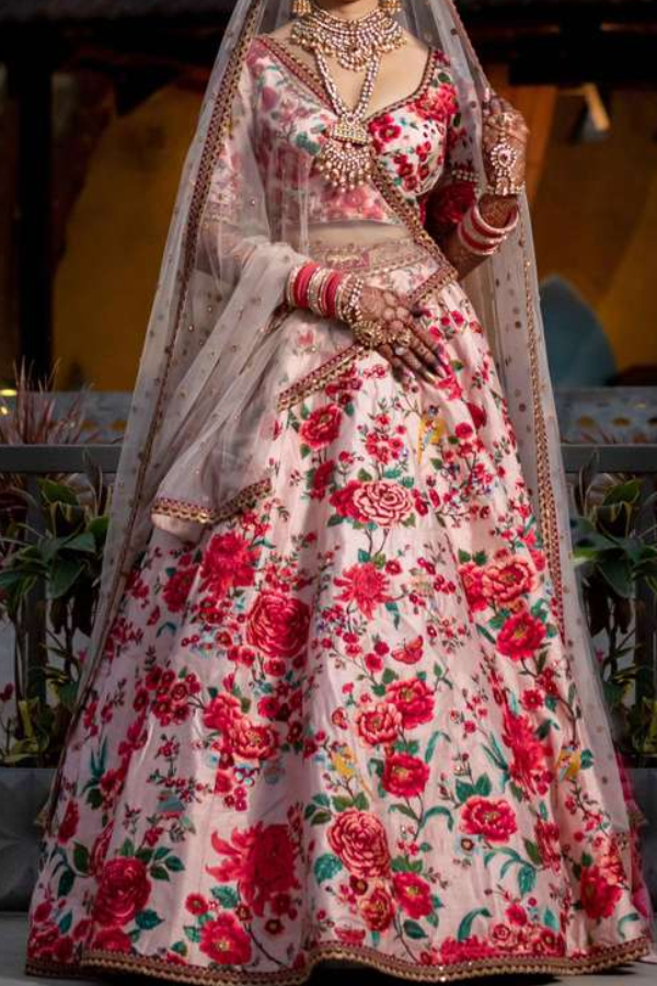 fitted lace wedding dress Sabyasachi Floral Embroidered Lehenga – Kuro Clothing India