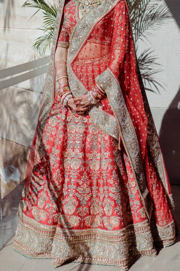 Sabyasachi Red Bridal Lehenga Set – Kuro