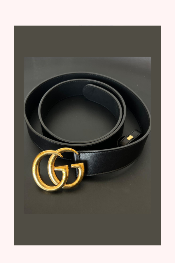 小物 Gucci GG buckle leather & fabric belt Gucci GG Logo Buckle Belt Size 36 – Kuro