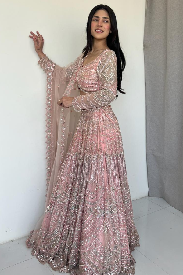 Dusty Pink embroidered lehenga set – Kuro Clothing India