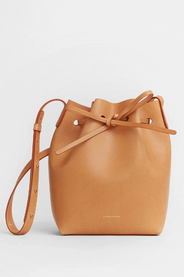 Mansur Gavriel Brown Leather Mini Bucket Bag – Kuro Clothing India - Main Image