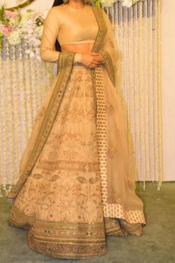 Sabyasachi gold embroidered lehenga  Kuro Clothing India