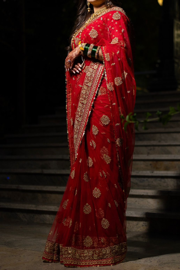 Sabyasachi Red Embroidered Saree – Kuro Clothing India