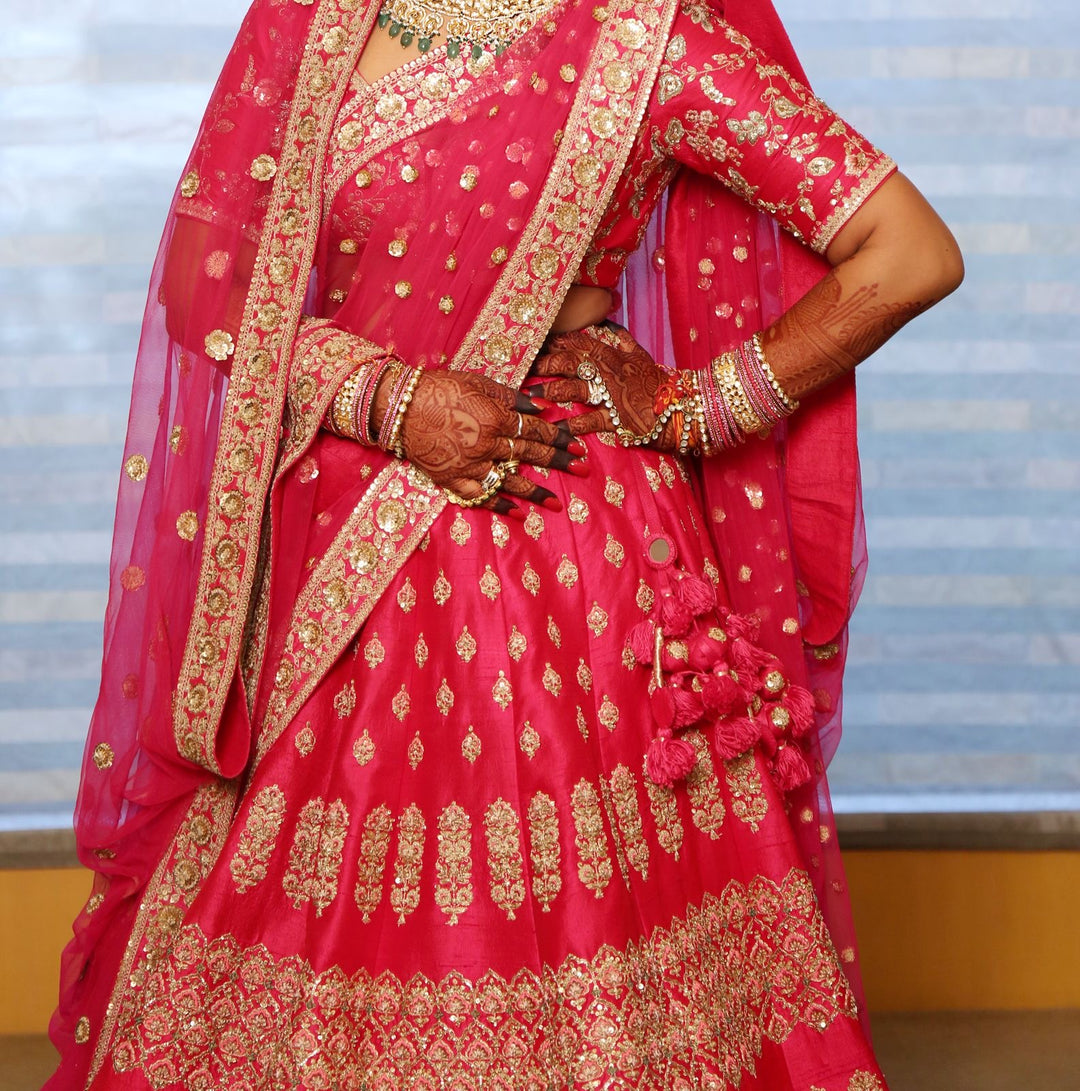 Sabyasachi Red Bridal Lehenga Set