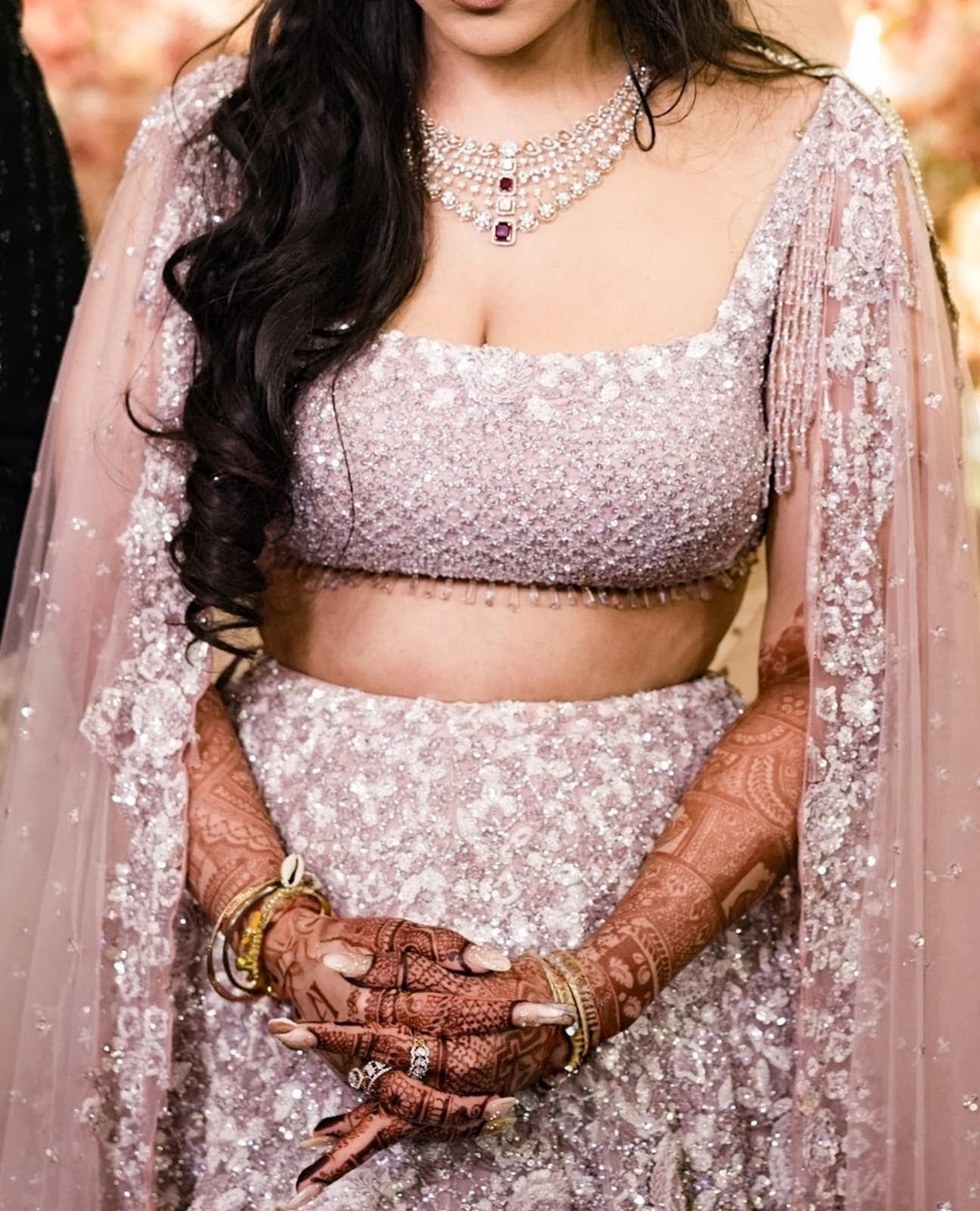 Seema Gujral Mauve Embellished Lehenga Set