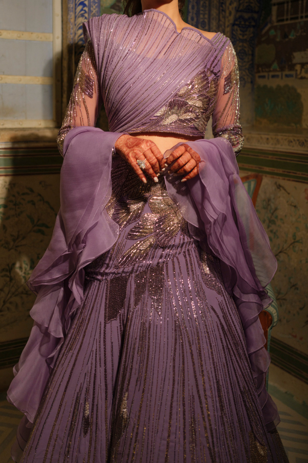 gaurav Gupta Shell Amethyst Lehenga