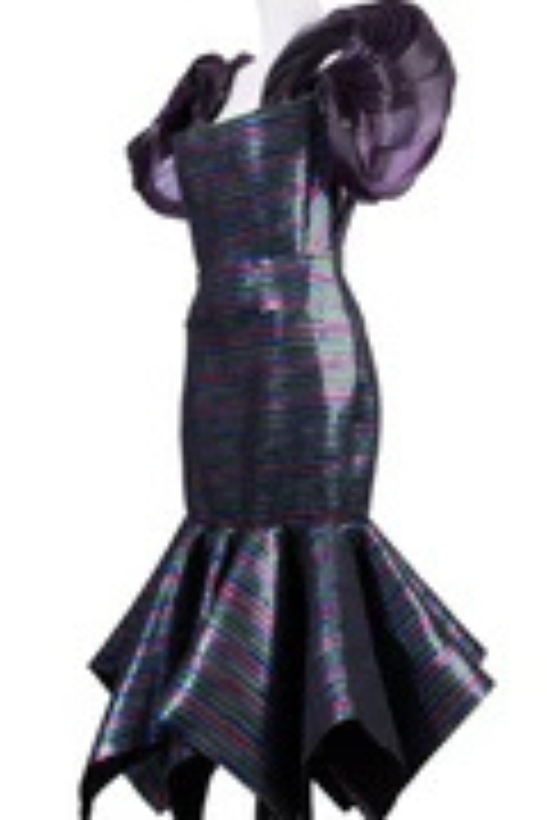 Purple hand woven draped Dress
