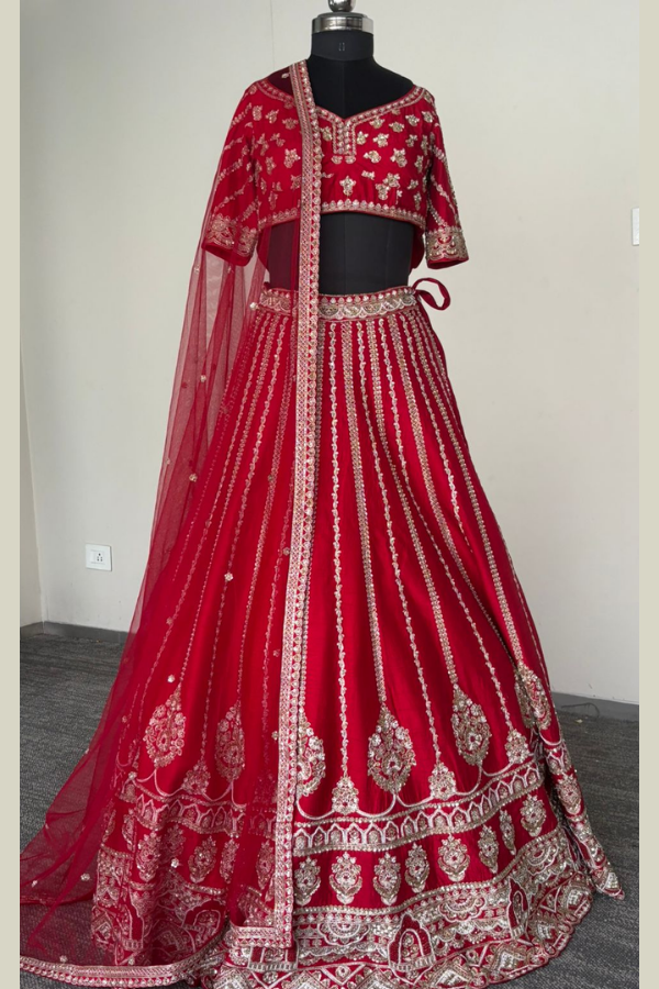 KALKI FASHION CRIMSON RED BRIDAL LEHENGA SET