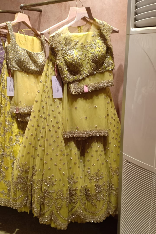 ANUSHREE REDDY Yellow Embroidered Lehenga Set