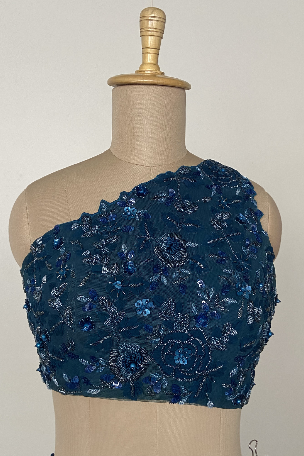 One Shoulder Floral lehenga set