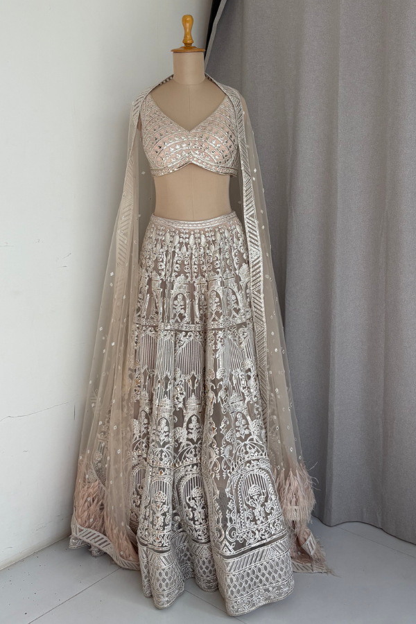 Nude Net foil Bridal Lehenga set