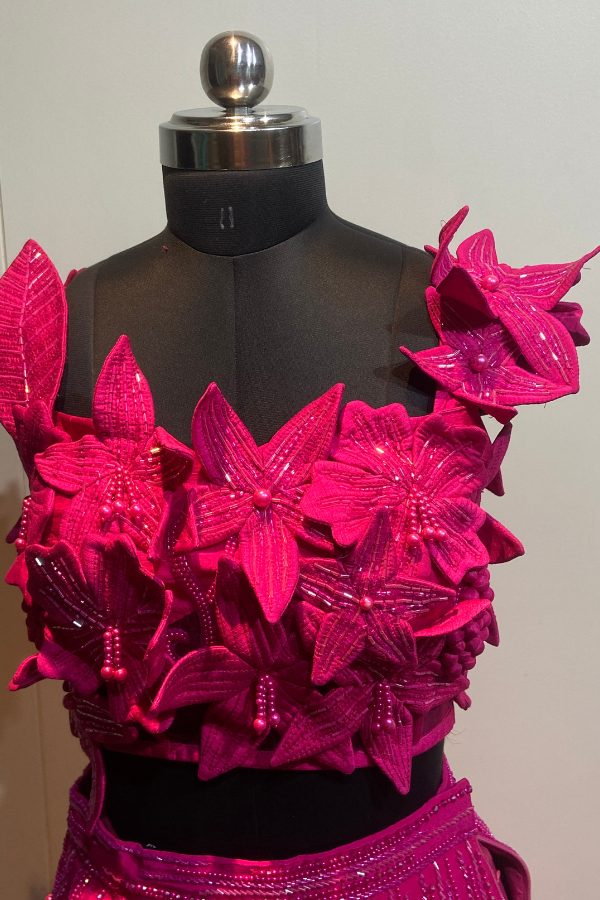 Fuchsia Bloom Fishcut lehenga set
