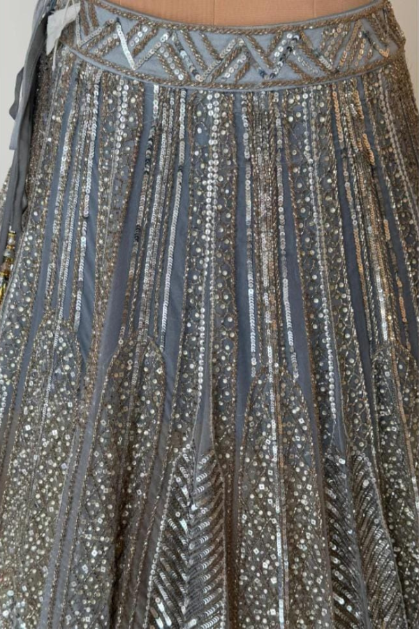 Steel grey sequins lehenga set