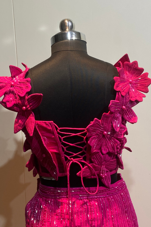 Fuchsia Bloom Fishcut lehenga set
