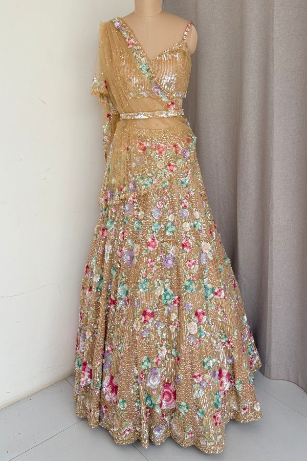 Champagne Gold Floral Lehenga set