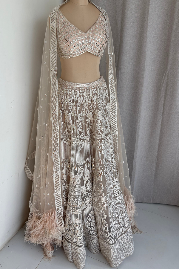 Nude Net foil Bridal Lehenga set