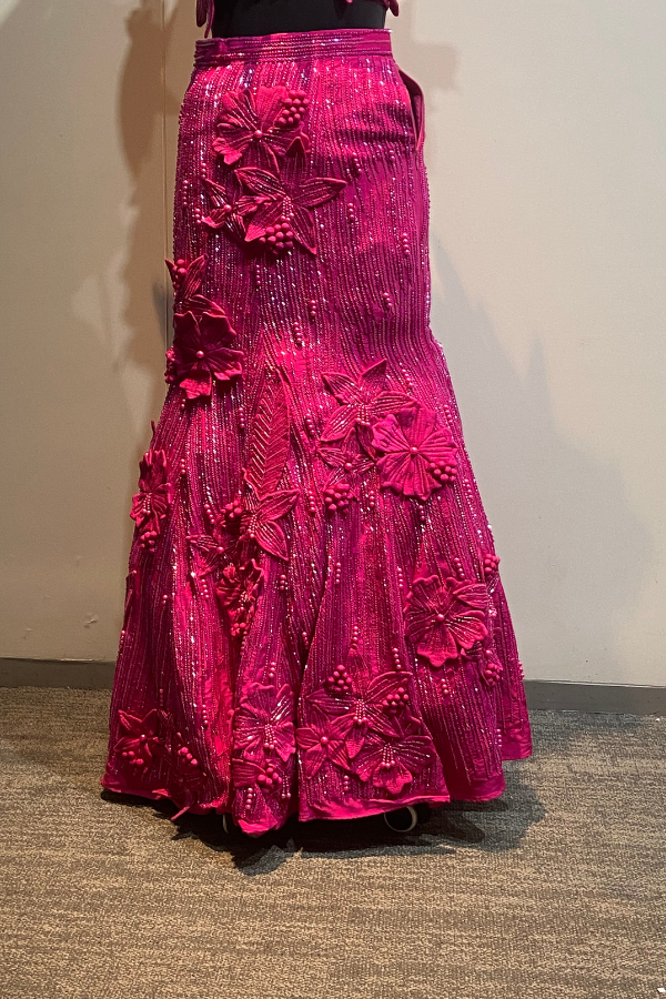 Fuchsia Bloom Fishcut lehenga set