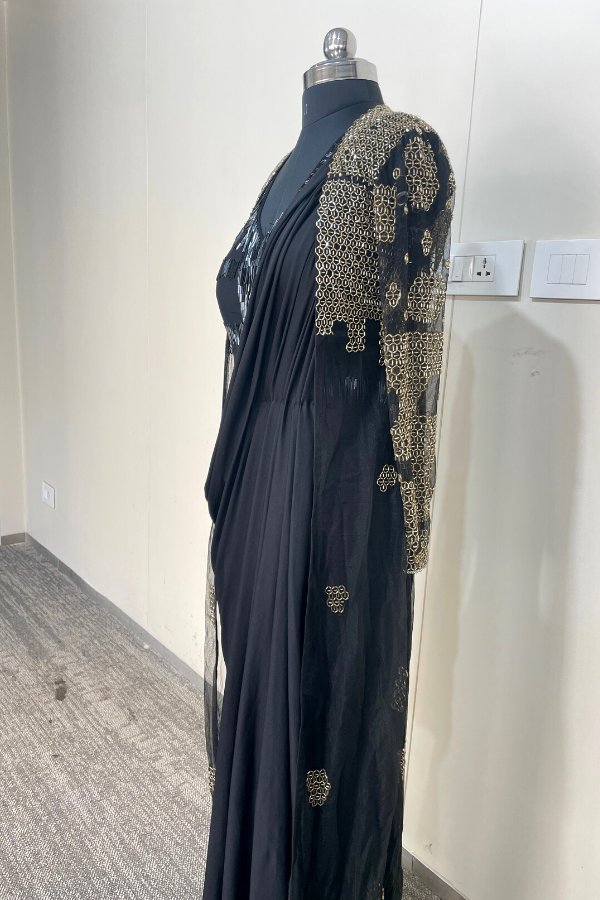 Indo western saree gown and long jacket