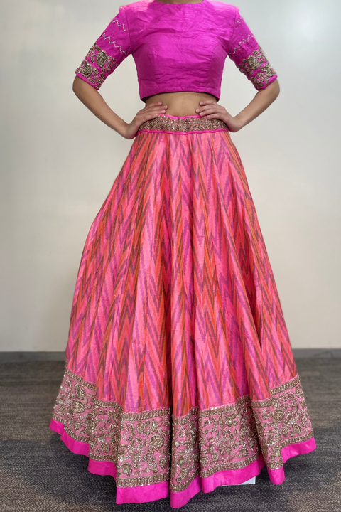 Buy Anushree Reddy Red Chanderi Silk Lehenga Set Online | Aza Fashions |  Lehenga designs, Anushree reddy lehenga, Half saree designs
