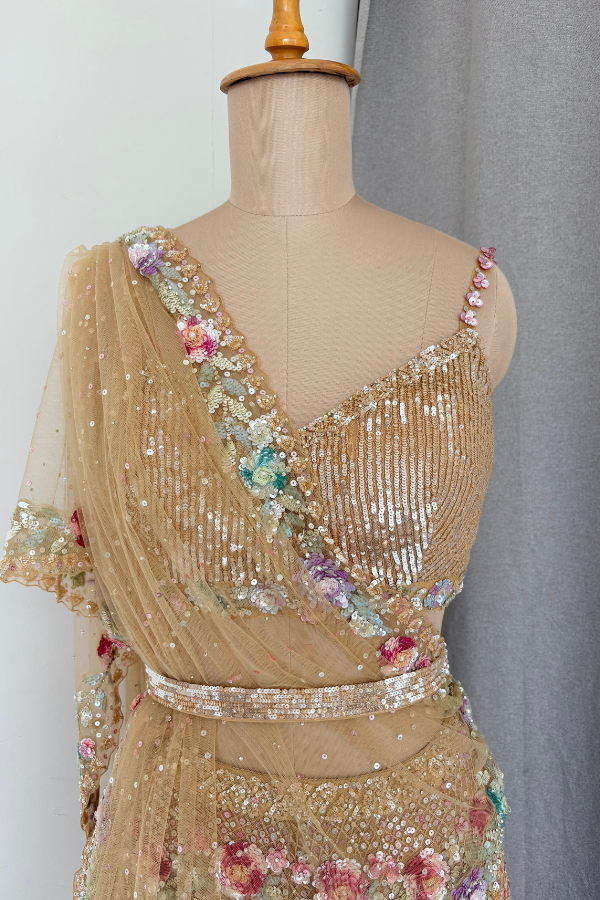 Champagne Gold Floral Lehenga set