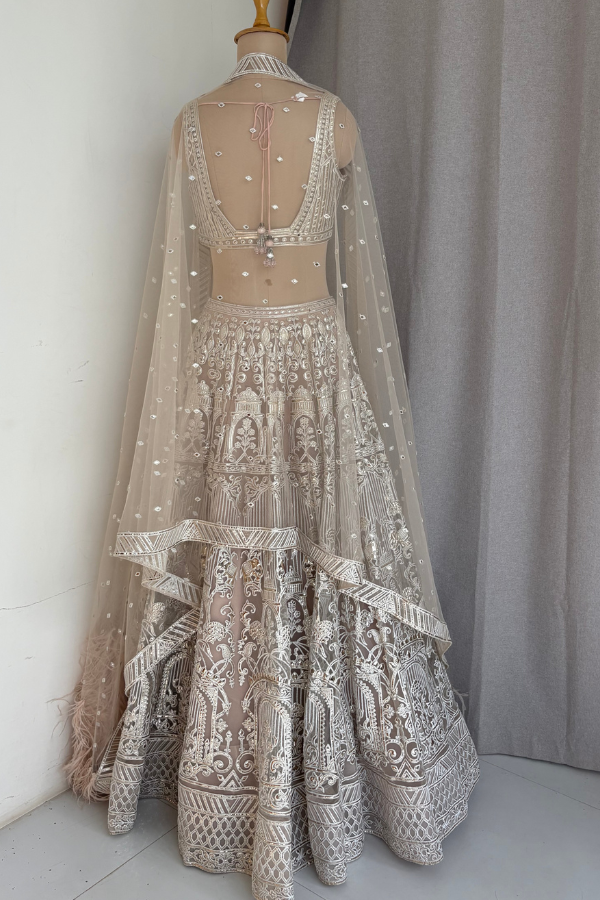 Nude Net foil Bridal Lehenga set