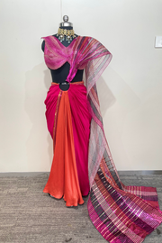Amit Aggarwal STRUCTURED SAREE WITH METALLIC CORDED BLOUSE