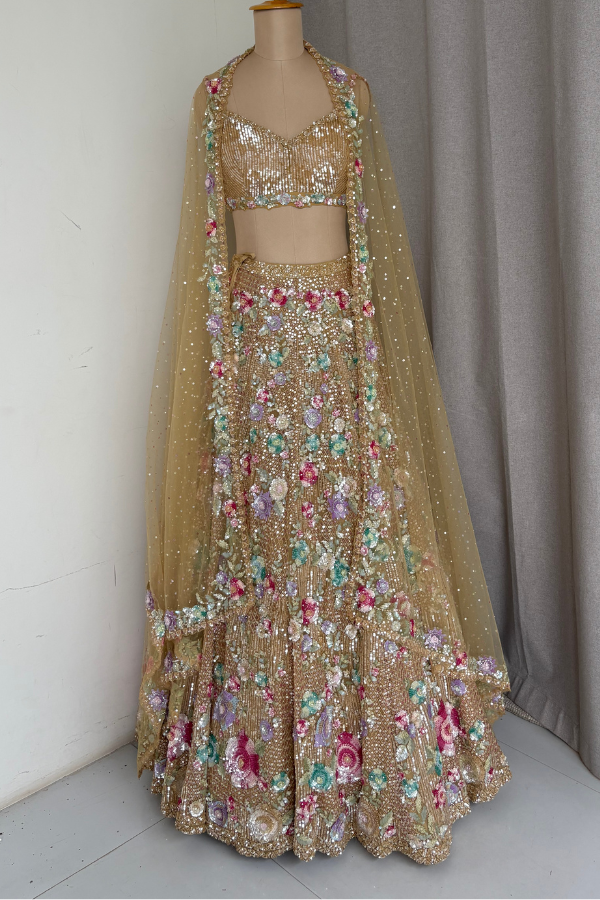Champagne Gold Floral Lehenga set