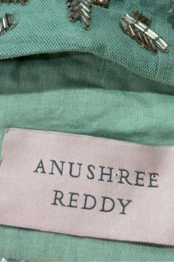 Teal green Ruffle Saree set
