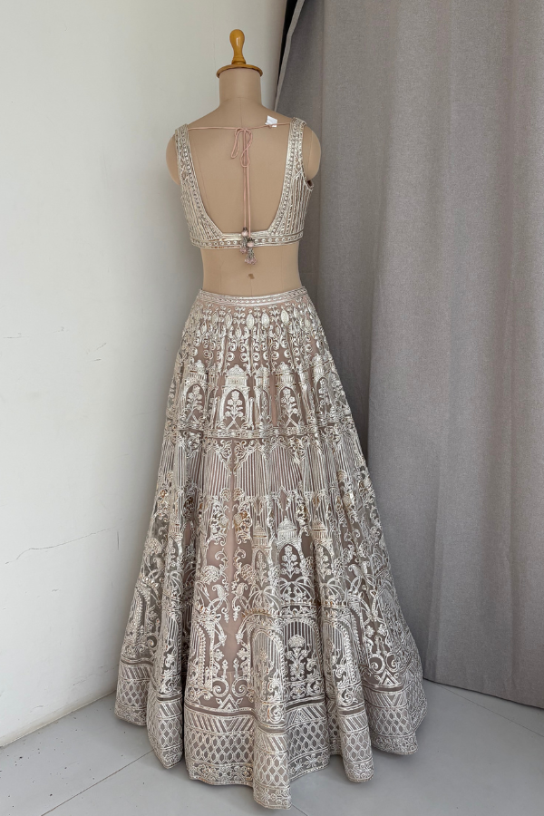 Nude Net foil Bridal Lehenga set