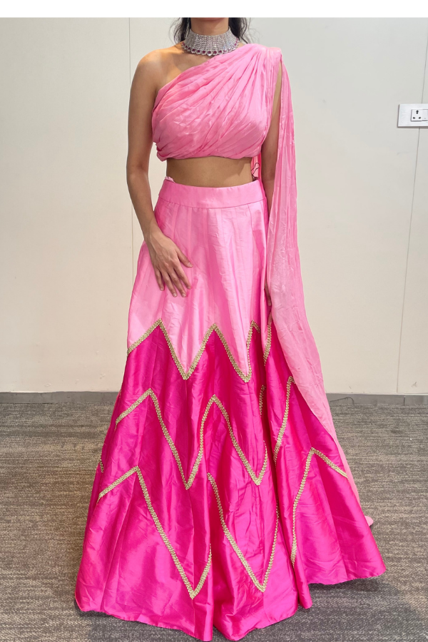 Buy ARADHANA ENTERPRISE Unstitched Dark Pink Crop Top Pink Lehenga Women's  Lycra Lehenga Choli Set Online at Best Prices in India - JioMart.