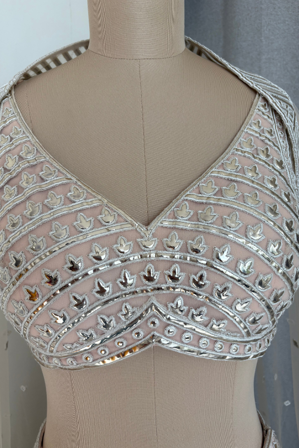 Nude Net foil Bridal Lehenga set