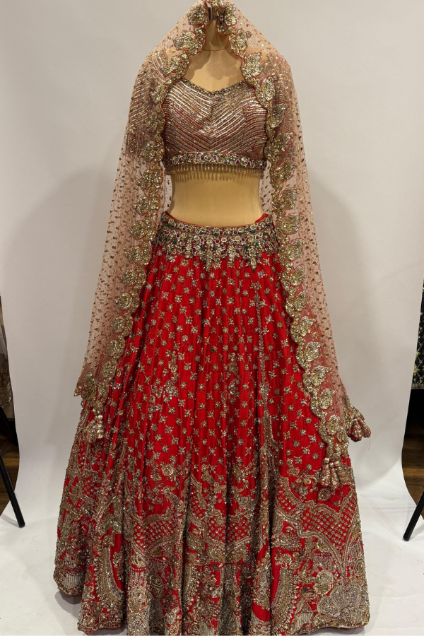 Red Embroidery Lehenga set