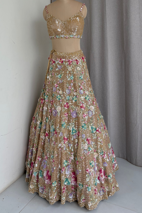 Champagne Gold Floral Lehenga set