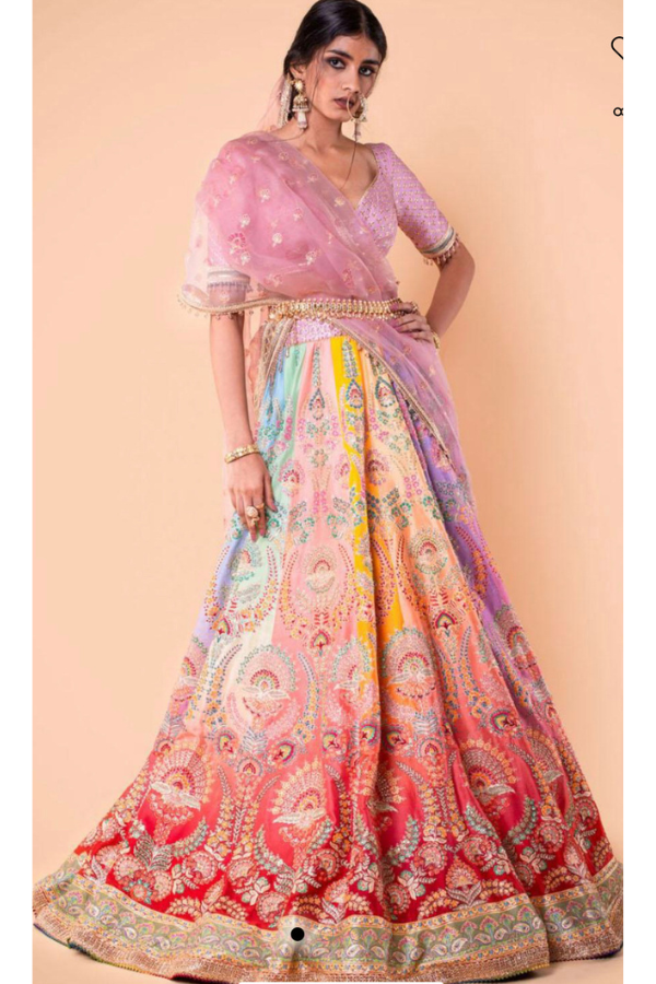 Tarun Tahiliani Multicolour Embroidered Lehenga Set