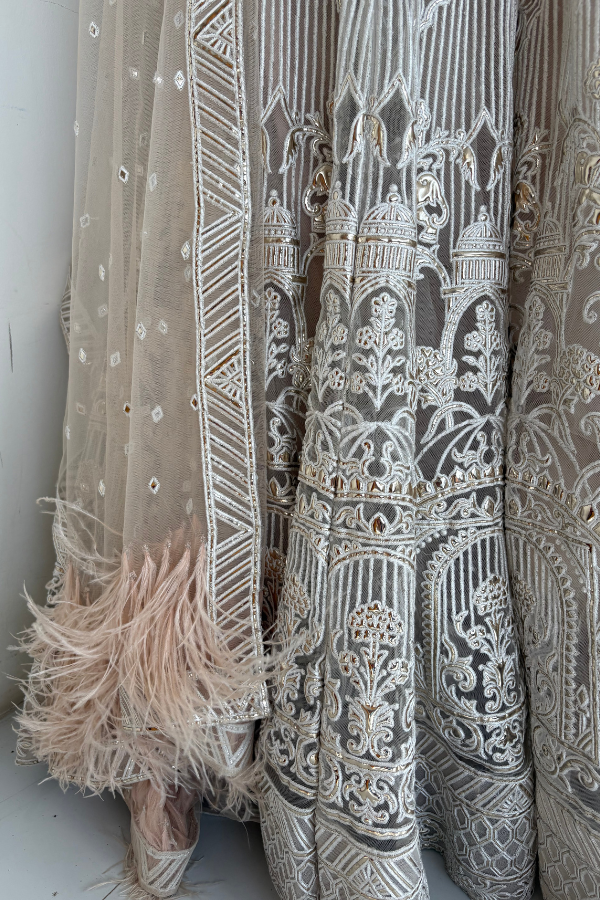Nude Net foil Bridal Lehenga set