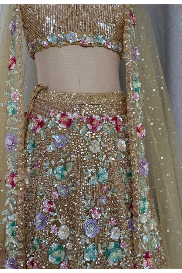 Champagne Gold Floral Lehenga set