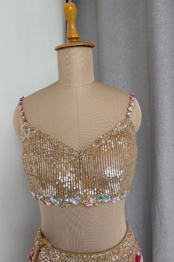 Champagne Gold Floral Lehenga set