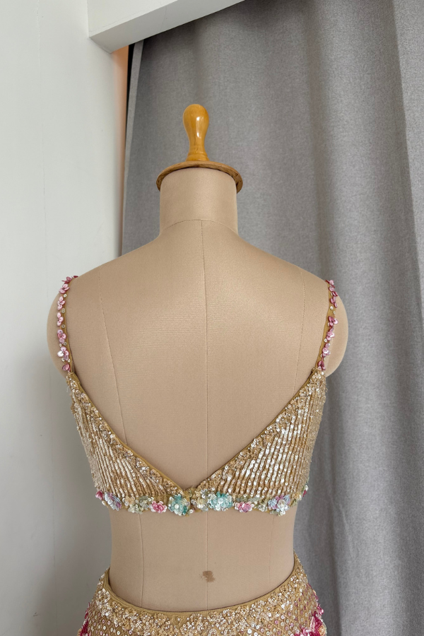 Champagne Gold Floral Lehenga set