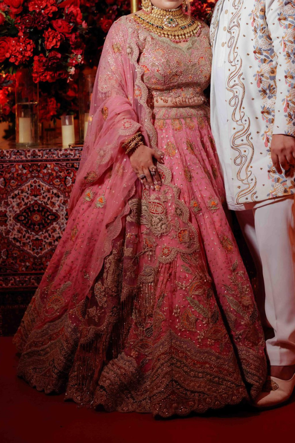 Rimple & Harpreet Pink embroidered lehenga