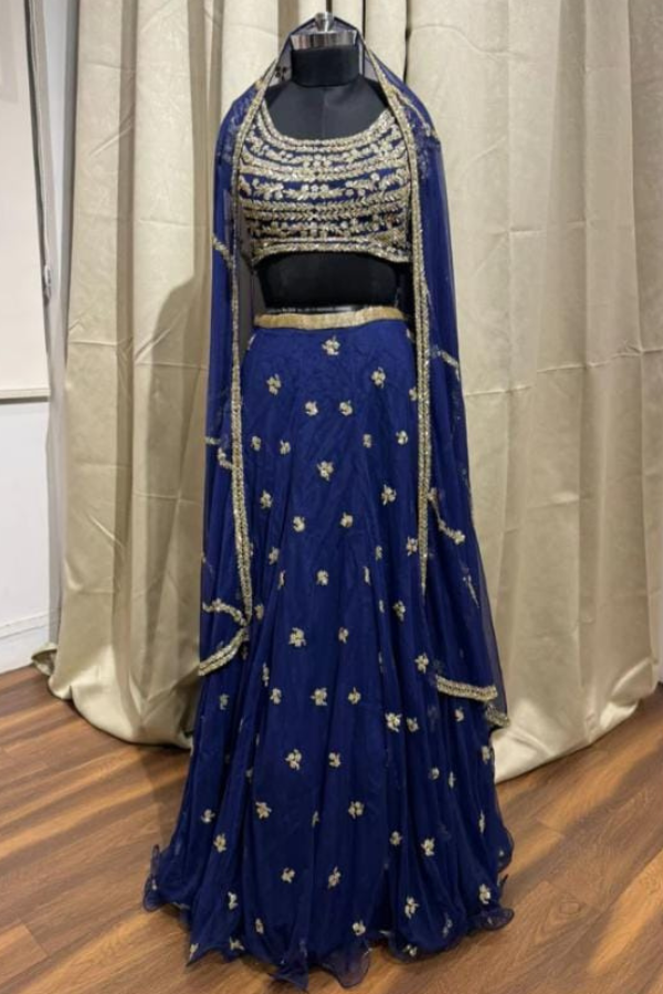 Blue Embroidered lehenga set