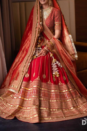 Sabyasachi red embroidered lehenga