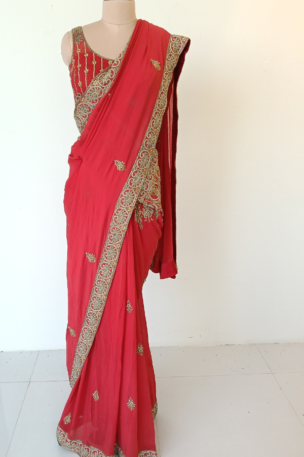 Ruby red Saree set