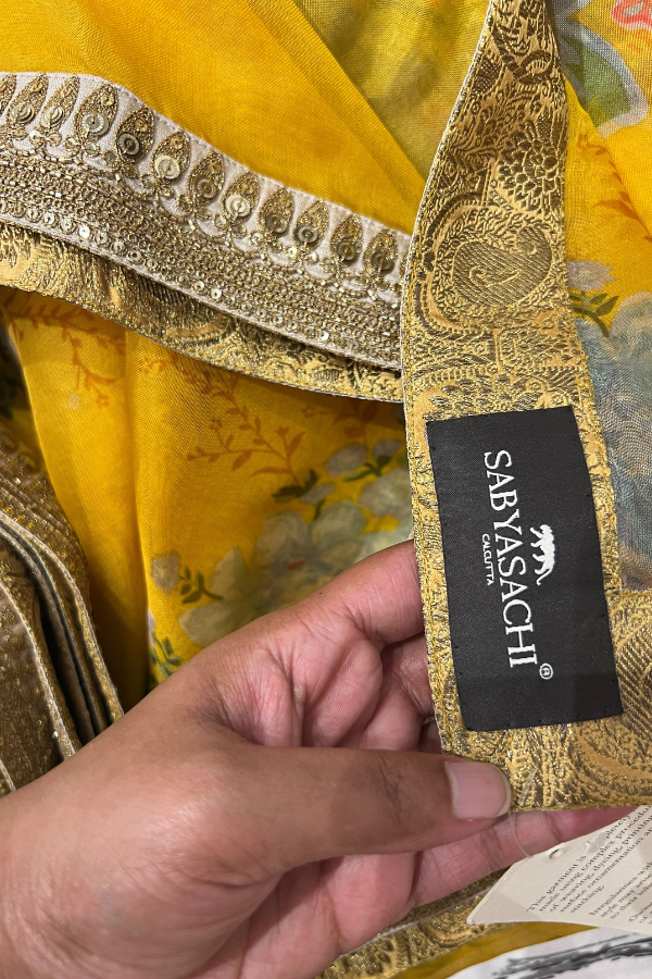 Sabyasachi floral organza saree yellow