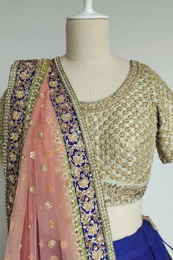 Sabyasachi Blue & Gold embroidered lehenga set