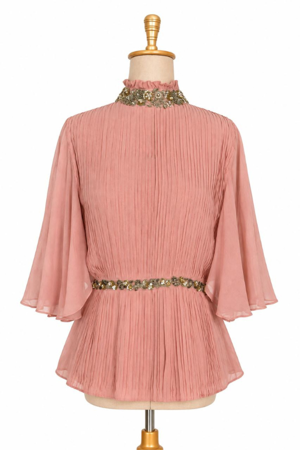 Varun Bahl dusty pink pleated top